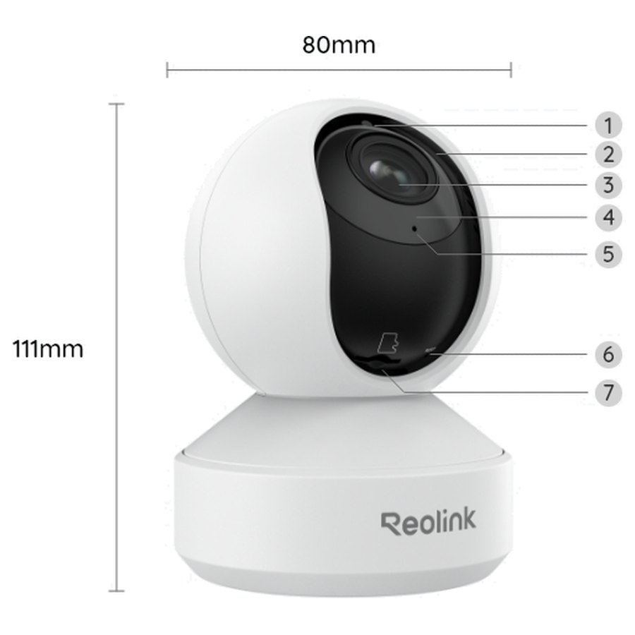 Reolink E1 Zoom skats no sāniem un izmēri
