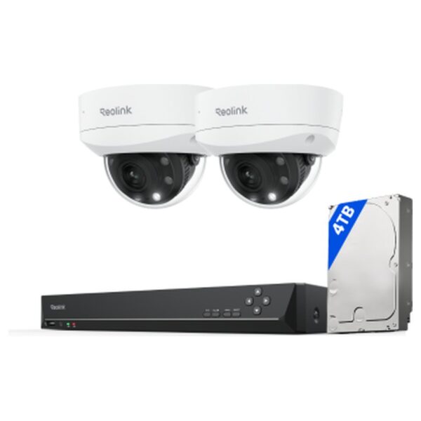 Reolink Duo 3V PoE novērošanas komplekts: ierakstītājs + 2 kupola kameras, 16 MP