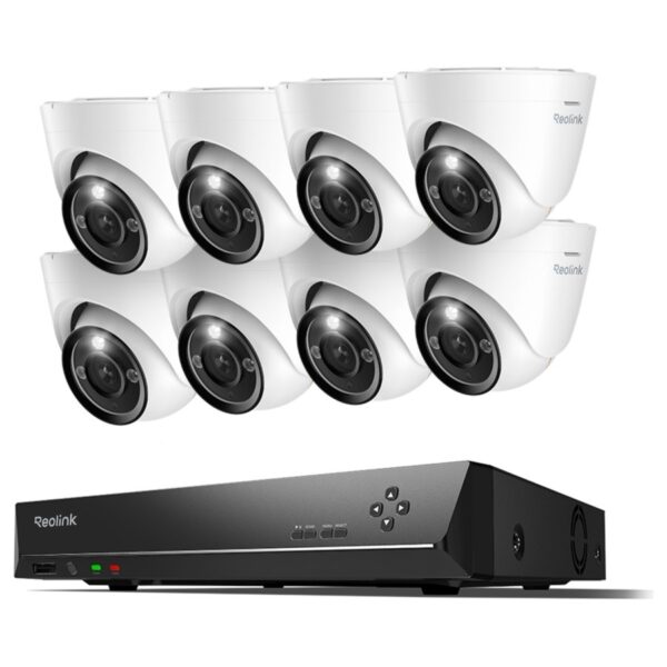 Reolink RLK16-1200D8-A novērošanas komplekts: 16 kanālu ierakstītājs + 8 kupola kameras, 12 MP