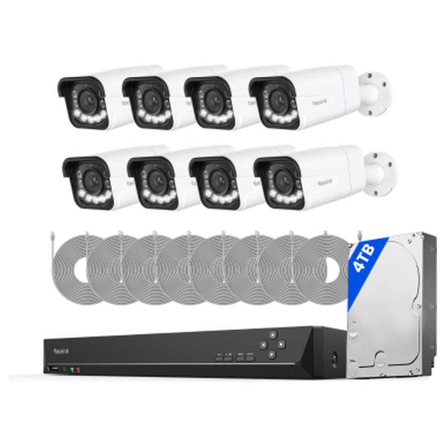 Reolink RLK16-811B8-A novērošanas komplekts: 16 kanālu ierakstītājs + 8 kameras ar tālummaiņu, 4K