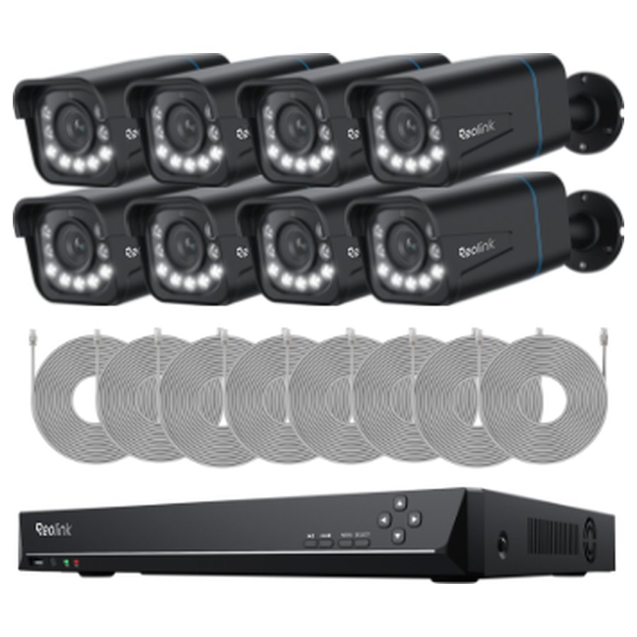 Reolink RLK16-811B8-A novērošanas komplekts: 16 kanālu ierakstītājs + 8 kameras ar tālummaiņu, 4K
