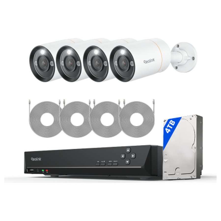Reolink RLK8-1200B4-A novērošanas komplekts: 8 kanālu ierakstītājs + 4 kameras, 12 MP