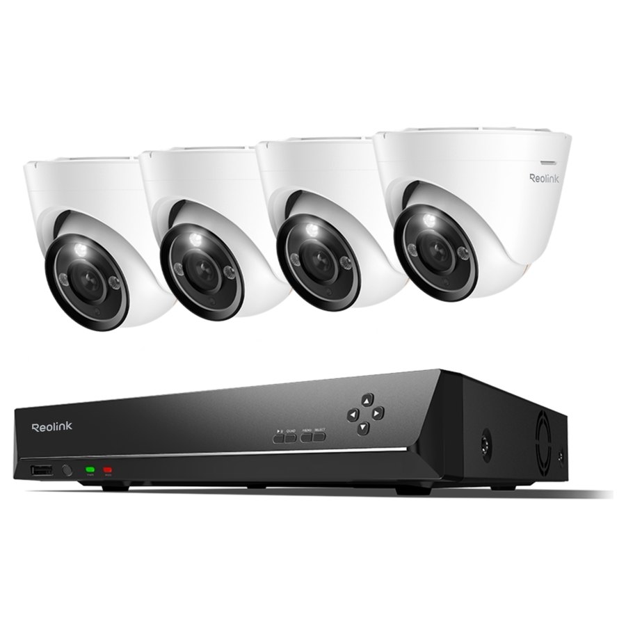 Reolink RLK8-1200D4-A novērošanas komplekts: 8 kanālu ierakstītājs + 4 kupola kameras, 12 MP
