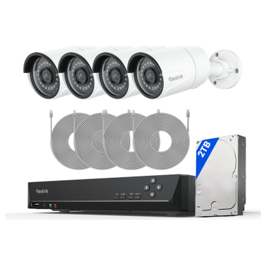 Reolink RLK8-410B4 novērošanas komplekts: 8 kanālu ierakstītājs + 4 kameras, 5 MP