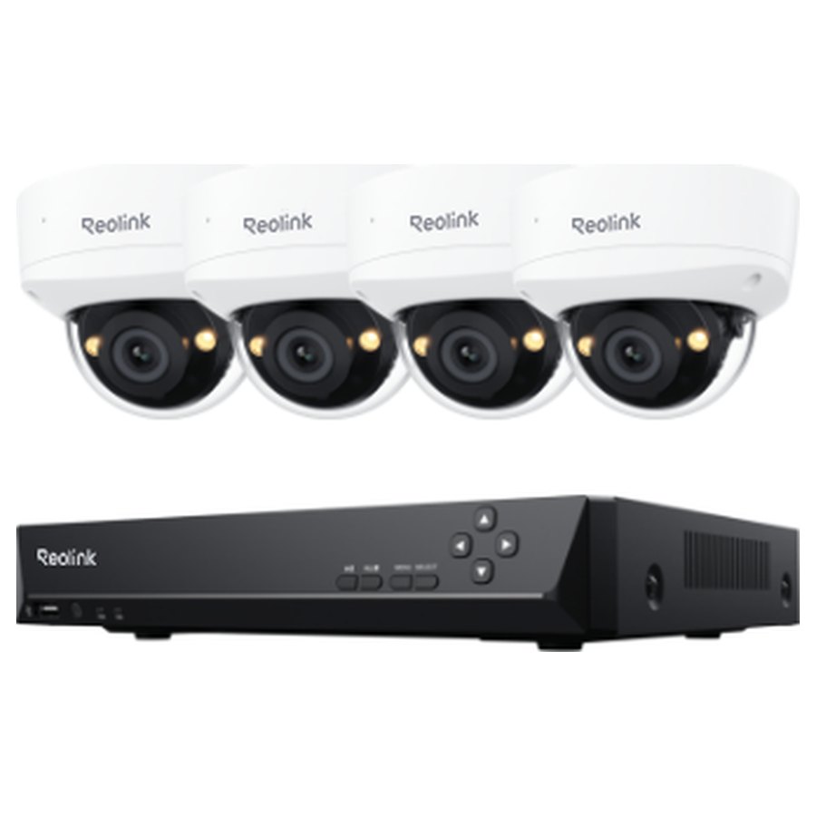Reolink RLK8-500V4 novērošanas komplekts: 8 kanālu ierakstītājs + 4 kupola kameras, 5 MP