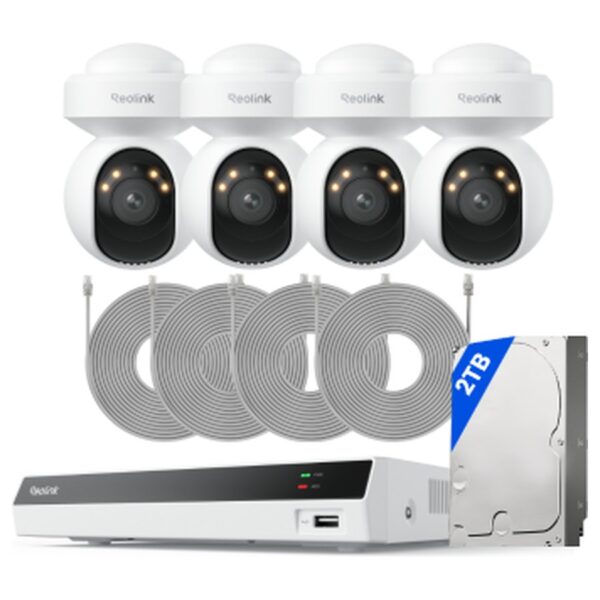 Reolink RLK8-800PT4 novērošanas komplekts: 8 kanālu ierakstītājs + 4 grozāmas kameras, 4K