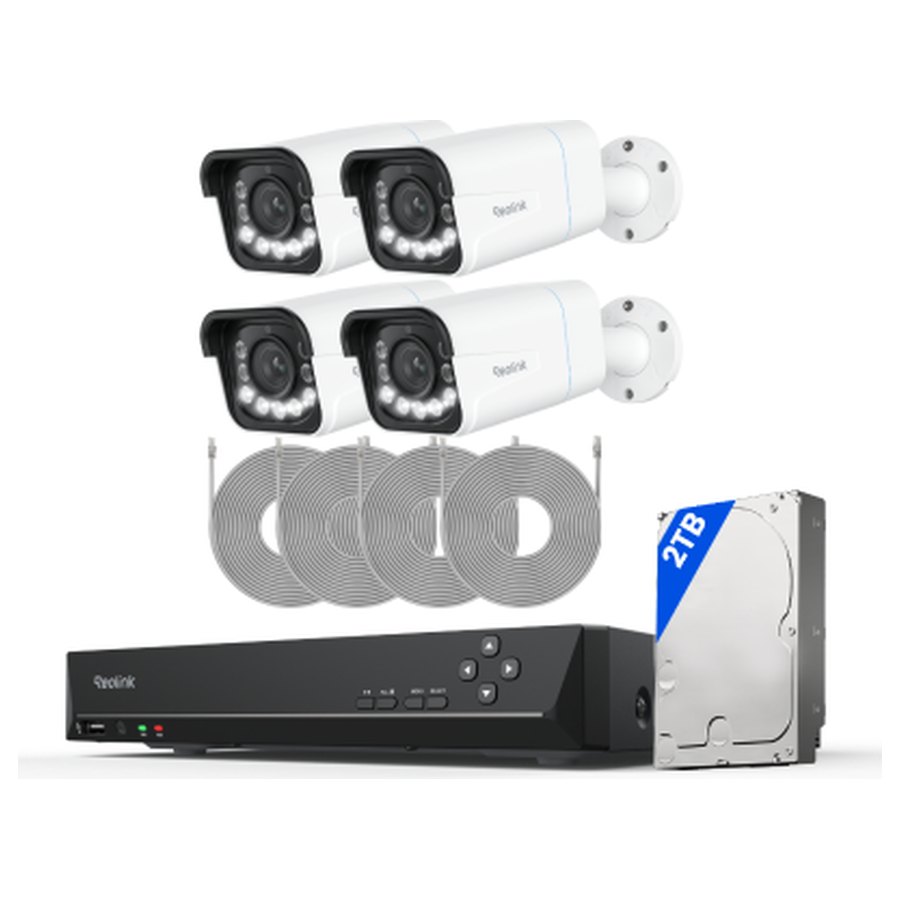 Reolink RLK8-811B4-A novērošanas komplekts: 8 kanālu ierakstītājs + 4 kameras ar tālummaiņu, 4K