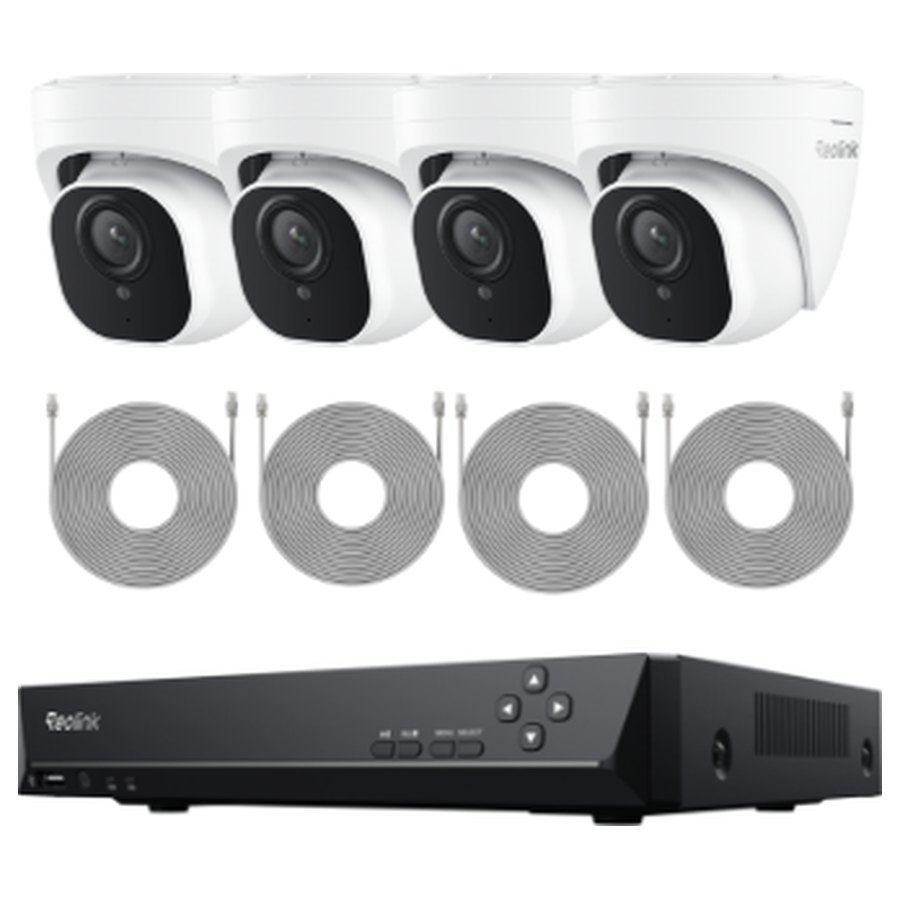 Reolink RLK8-820D4-A novērošanas komplekts: 8 kanālu ierakstītājs + 4 kupola kameras, 4K