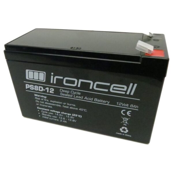 Ironcell Deep Cycle AGM svina akumulators 12V/8Ah meža kamerām
